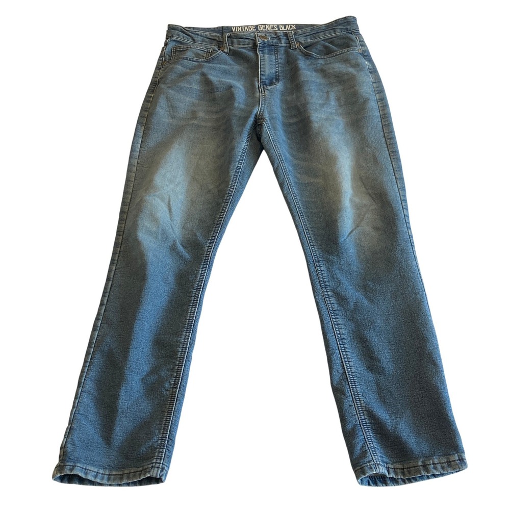 Vintage Genes Black Jeans Men 34x30 (Fit 33x27.5) Slim Fit Blue Med Wash Stretch